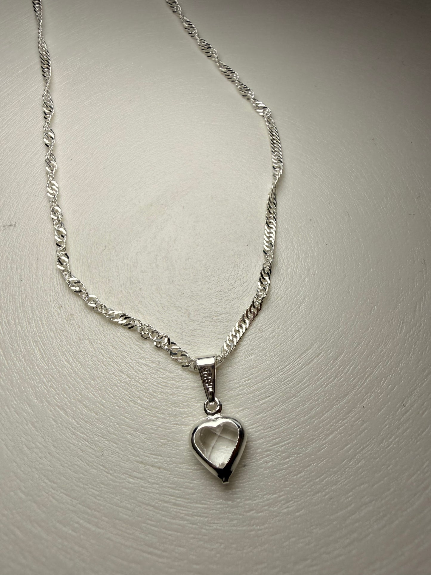 Collar Corazón Transparente – Plata 925