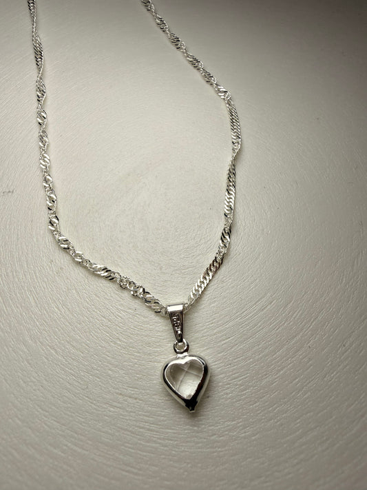 Collar Corazón Transparente – Plata 925