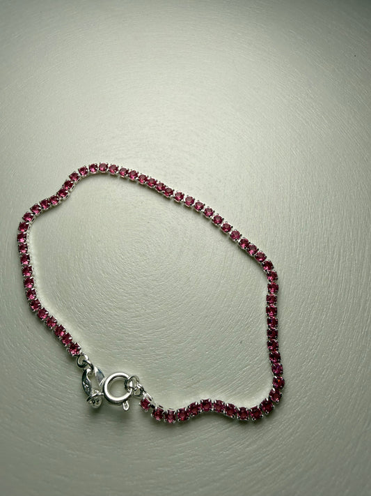 Pulsera Tennis Rosa – Plata 925