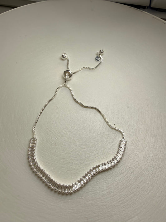 Pulsera Tennis Baguette Ajustable – Plata 925