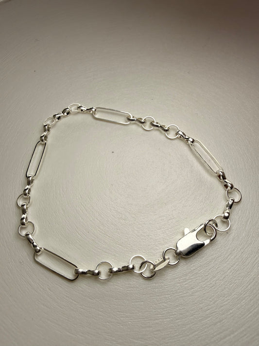 Pulsera Eslabones Mixtos – Plata 925