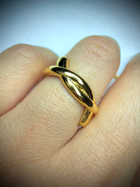 Anillo Paula Hoja Glow (Baño de Oro 18K) Talla ajustable