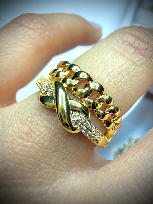 Anillo Javi Bold Mix (Baño de Oro 18K) Talla ajustable