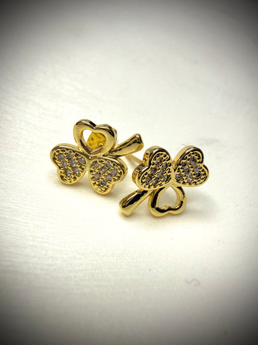Aros Trébol Brillante (Baño de Oro 18K)