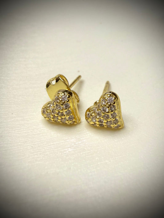 Aros Corazón Pavé (Baño de Oro 18K)