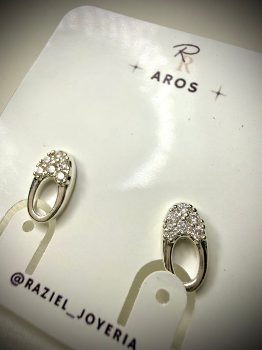 Aros Óvalo Pavé (Plata 925)