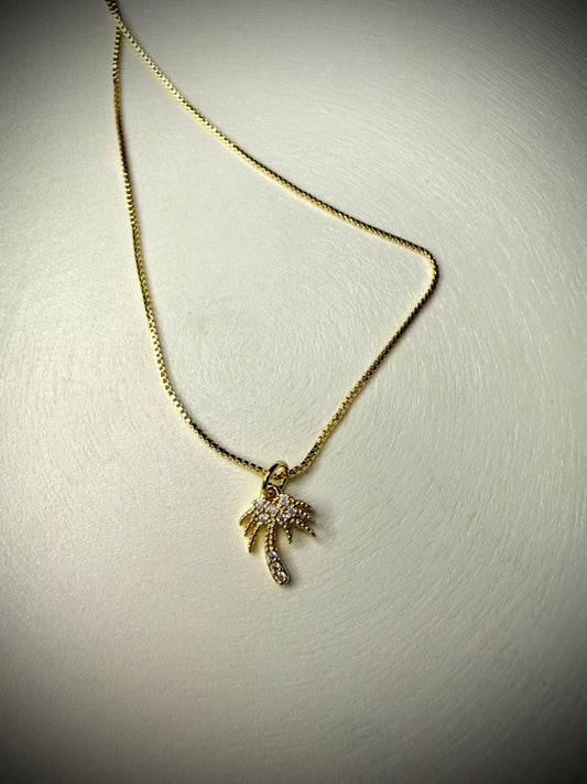 Collar Palmera Tropical (Baño de Oro 18K)