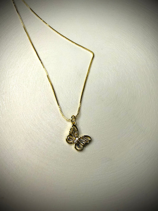 Collar Mariposa Crystal (Baño de Oro 18K)