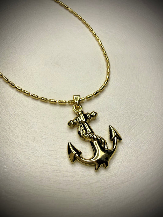 Collar Ancla Marina (Baño de Oro 18K)