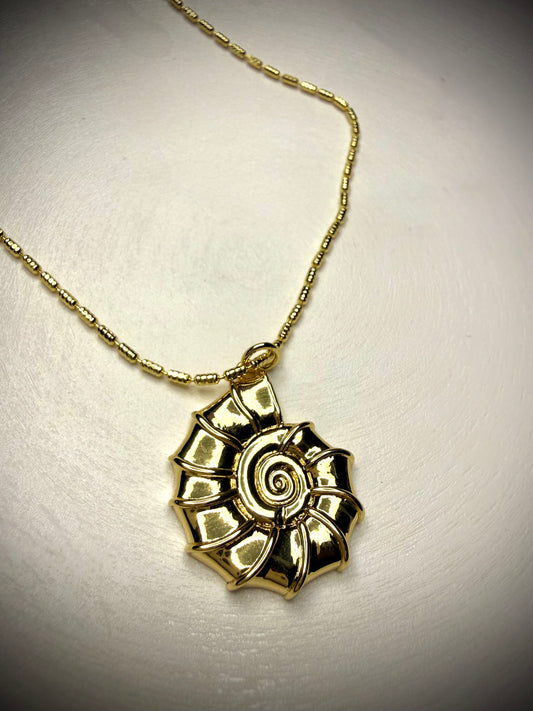 Collar Caracol Espiral (Baño de Oro 18K)