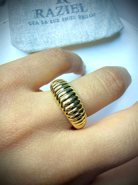 Anillo Ajustable Bold Líneas (Baño de Oro 18K)