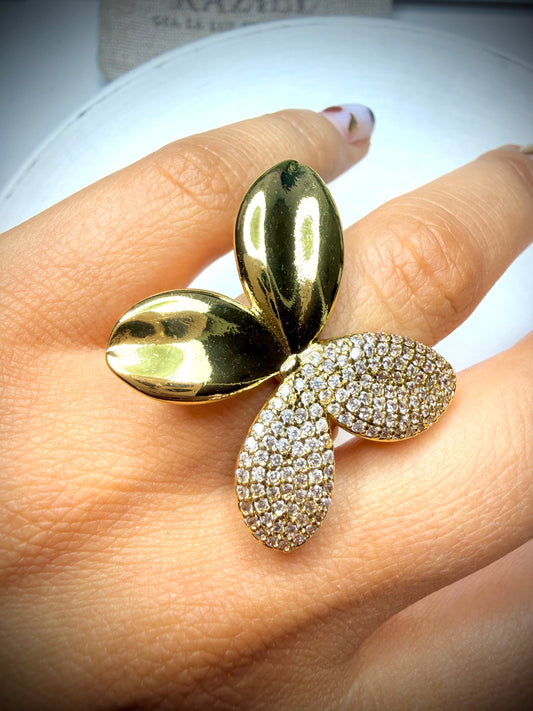 Anillo Ajustable Butterfly Glam (Baño de Oro 18K)