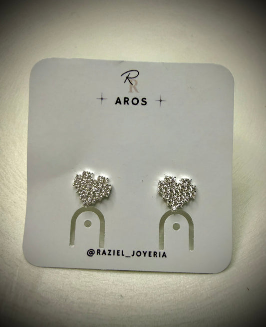 Aros Corazón Mini Brillo (Plata 925)