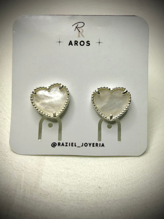 Aros Corazón Nácar (Plata 925)