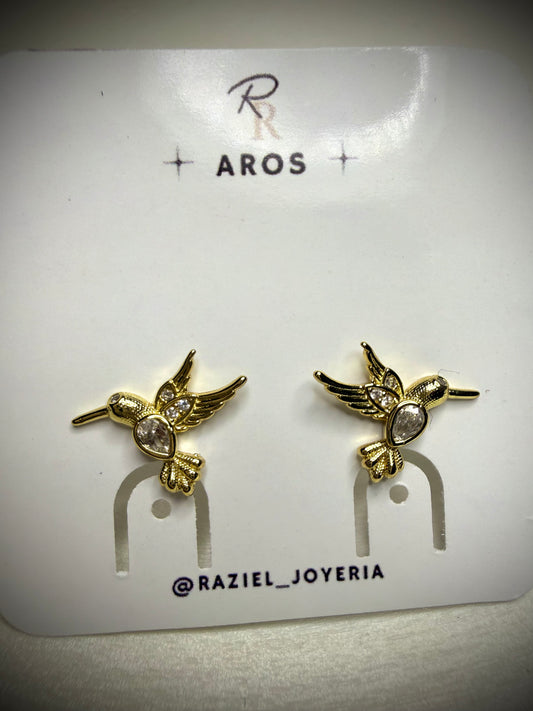 Aros Colibrí Gold (Baño de Oro 18K)
