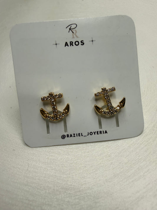 Aros Ancla Gold Shine (Baño de Oro 18K)