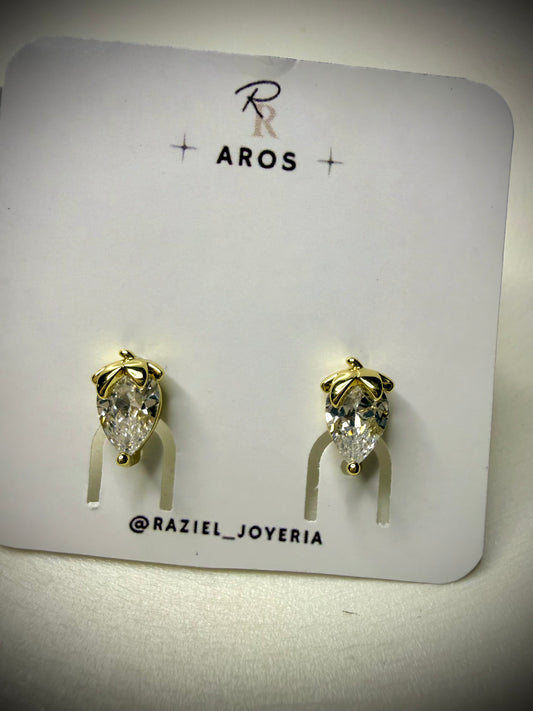 Aros Crystal Drop (Baño de Oro 18K)