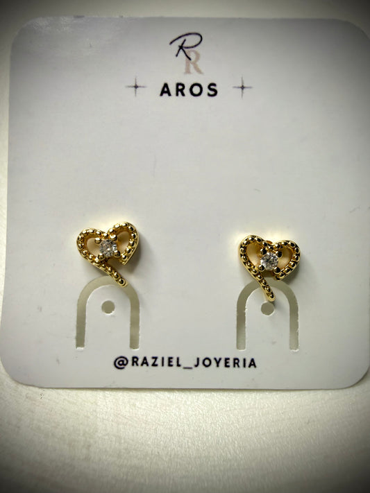 Aros Heart Sparkle (Baño de Oro 18K)